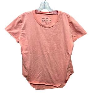 Frank & Eileen Theo Perfect Tee Women Pink Peach Made in USA Round Hem Large 952